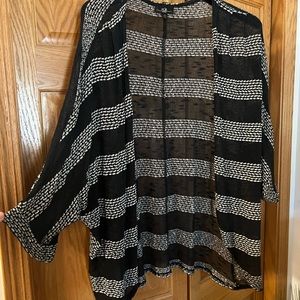 Black & white striped knit kimono